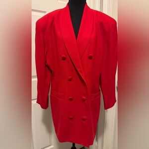 Casual Corner Red Wool Blazer Tailored Double-Breasted